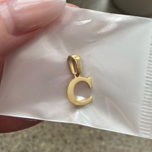 Gold “C” pendant for chain